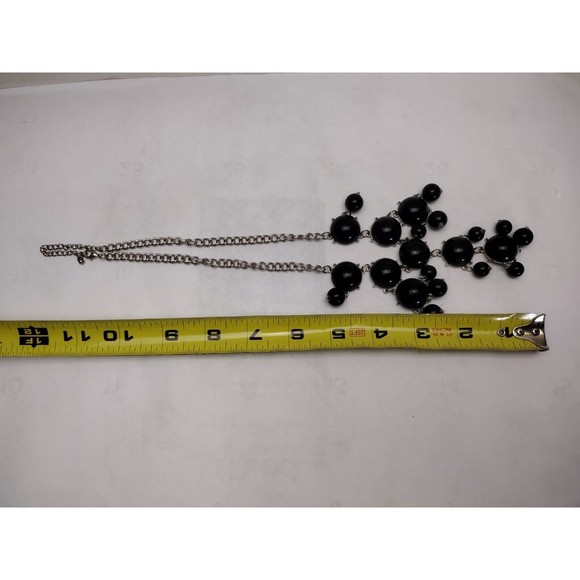 Vintage Black Bubble Necklace Silver Tone Adjustable Statement Chunky‎ - Picture 7 of 7
